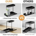 thumbnail image 6 of 2 Pack Under Sink Organizers and Storage, 2 Tier Pull Out Bathroom Cabinet Organizer, L-Shape Black Under Bathroom Kitchen Sink Organizer with Drawer for Under Sink Storage Organizer, 6 of 9