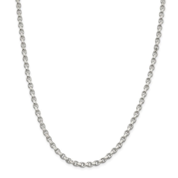 Sterling Silver 4mm Rolo Chain Necklace - 30.1 Grams - 24 Inch - Lobster Claw