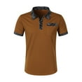 thumbnail image 5 of QUINDOS Polo Mens Shirts Short Sleeve Casual Collared Shirts Golf Pockets Patchwork Solid Loose T-shirts, 5 of 9
