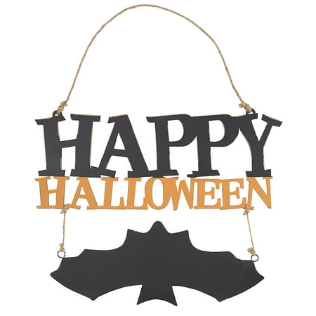 4345025 Happy Halloween Door Hanger, Bat shaped chalkboard for personalization By Mud Pie
