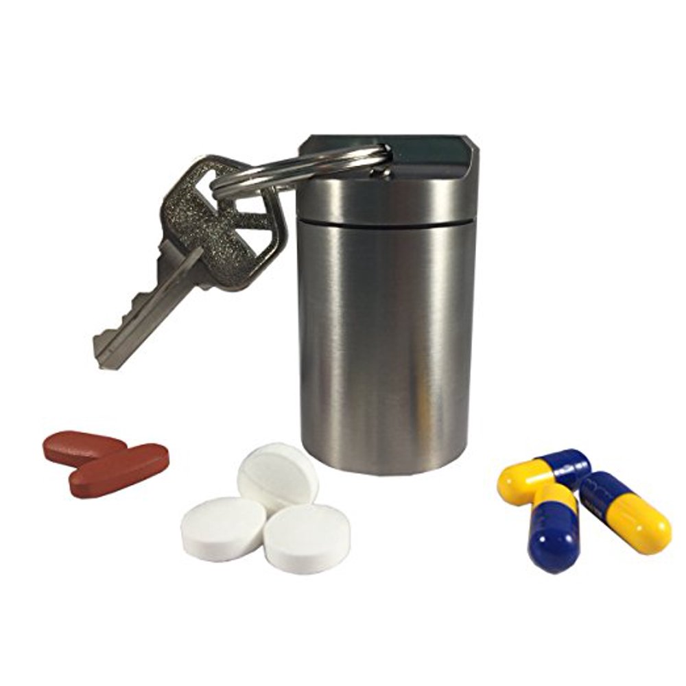 Titanium Large Single Chamber Waterproof, Airtight, Odor Proof, Keychain Pill Fob Storage
