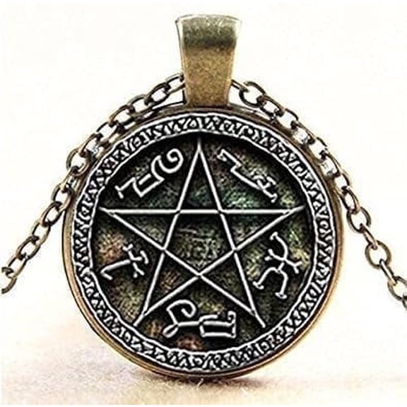 Devils Trap Pendant Jewelry Glass Cabochon Necklace