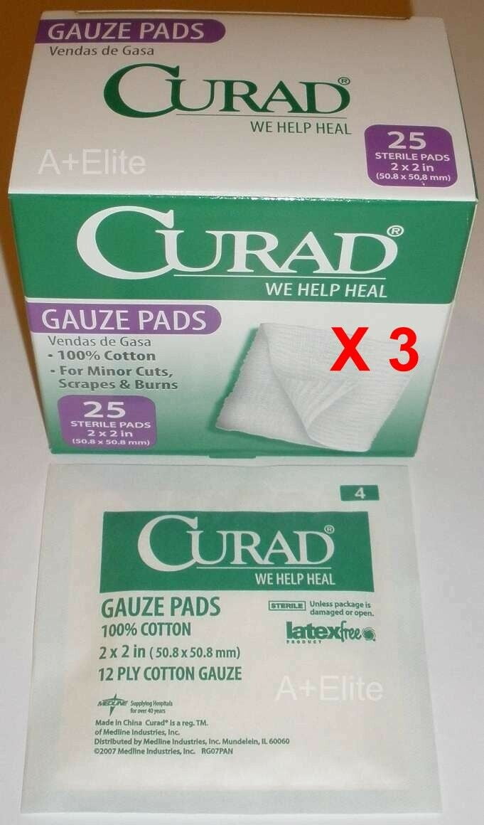 MEDLINE CURAD Sterile Gauze Pads 12Ply 2"x2" 100 Cotton 25/BX