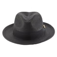 thumbnail image 3 of Men's Braided Wide Brim Pinch Fedora Matching Grosgrain Ribbon Hat in Black H-42, 3 of 4