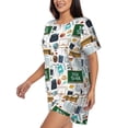 thumbnail image 2 of Kdxio Back To School A Print Pajamas Sets for Women Short-Sleeved Pjs with Lounge Shorts Two Piece Sleepwear S-4XL, 2 of 9