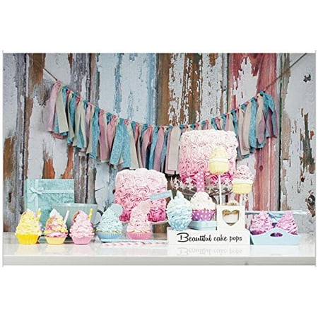 Birthday Cake Fabric - GreenDecor Polyester Fabric 7x5ft Birthday Cake Colorful Holiday Gift Newborn Background