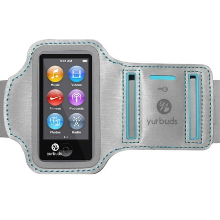 7th Gen Ipod Nano Clip Yurbuds Women Sports Jogging Running Gym Aerobics Slim Soft Lightweight Neoprene Armband for iPod Nano 7th Gen - Silver/ Blue ()