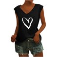 thumbnail image 1 of Camisas con estampado informal con estilo para mujer, camisetas holgadas de manga corta de talla grande, blusa con cuello en V OAVQHLG3B Store lin121212, 1 of 5