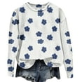 thumbnail image 6 of ClodeEU Women's Floral Print Long Sleeve Sweatshirts ,Casual Crew Neck Loose Going Out Pullover Tops White,Womens Plus XXL, 6 of 7