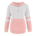 thumbnail image 5 of gakvbuo Plus Size Pullover Sweaters For Women Long Sleeve Sweatshirts Fall Tunic Tops Womens V-neck Long Sleeve Shirts Zipper Colorblock Sweatshirts Hoodies Pocket Tunic Tops With Drawstring, 5 of 6