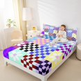 thumbnail image 4 of Manfei Cute Flowers Twin Sheet Sets,Classic Geometric Checkered Twin Fitted Sheet,Colorful Plaid Grid Flat Sheet For Girls Kids,Ultra Soft Home Decor,3 Pieces, 4 of 7