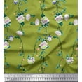 thumbnail image 1 of Soimoi Viscose Chiffon Fabric Leaves & Peony Floral Printed Craft Fabric by The Yard 42 Inch Wide, 1 of 3