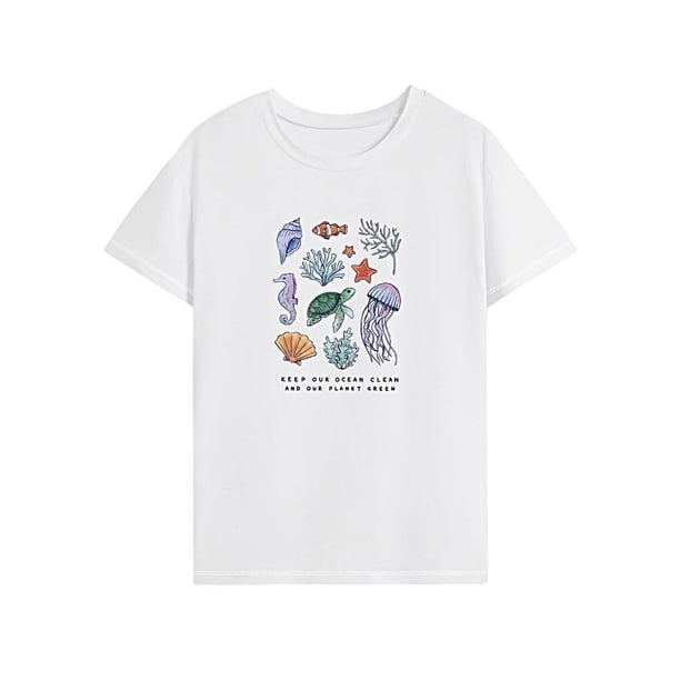 Camiseta para mujer con cuello redondo, camiseta ligera de manga corta para viajar L