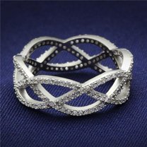 Alamode TS007-7 Women Rhodium 925 Sterling Silver Ring with AAA Grade CZ in Clear - Size 7