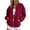 Wine, variant on Bomber Jacket for Women Long Sleeve Button Down Varsity Jackets Drop Shoulder Casual Fleece Baseball Jacket with Pockets,Wine