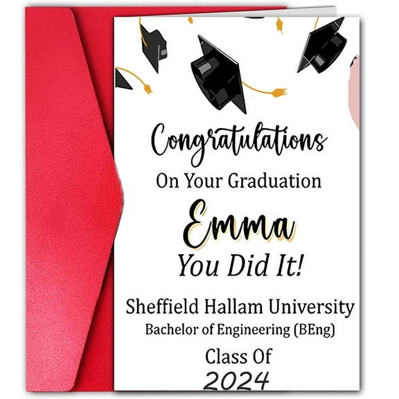 Personalized Graduation Greeting Card - Custom Name & University - Perfect for Celebrating Achievements
