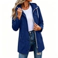 thumbnail image 2 of Staron Women's Hooded Jacket Waterproof Long Sleeve Lightweight Rain Jacket Hooded Windbreaker with Pockets for Outdoor Blue XL, 2 of 5