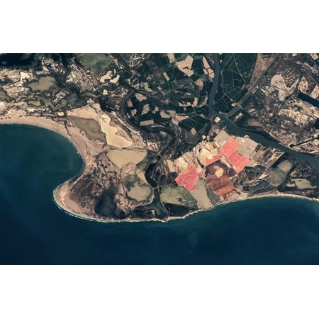Satellite view of coastal town in France Print Wall