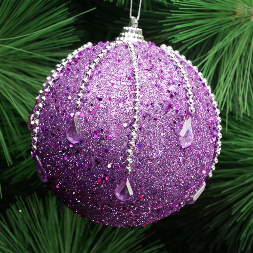 16 x 60mm Baby Pink Glitter Heart Shaped Christmas Tree Baubles