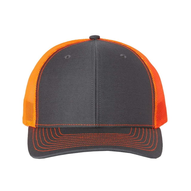 Adjustable Snapback Trucker Cap, Adjustable, CharcoalNeon Orange