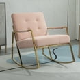 thumbnail image 1 of Upholstered Armchair Single Sofa Accent Comfortable Rocking Chair with Stainless Steel Feet Nursery Rocking Chair Velvet Fabric Padded Seat with High Backrest and Armrest Accent Chair(Pink), 1 of 8
