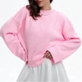 thumbnail image 6 of JUSLIO Shirts for Women Relaxed Fit Knit Blouses Solid Long Sleeve Round Neck Blouses Pink M, 6 of 9