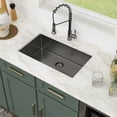 thumbnail image 3 of 30 in. Undermount Single Bowl 16-Gauge Gunmetal Black Stainless Steel Kitchen Sink with Black Drain Assembly, 3 of 9