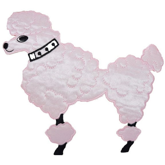 Large - Pink Poodle - Facing Left - Iron on Applique/Embroidered Patch