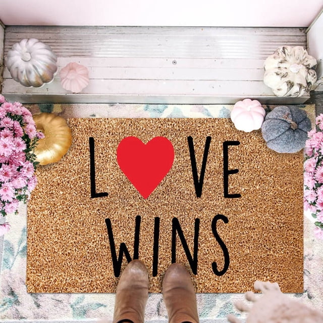 TIMIFIS Tapis de Porte de la Saint-Valentin, Tapis de Bienvenue de la Saint-Valentin pour l'Extérieur pour Porte d'Entrée, Paillasson Antidérapant Intérieur pour Entrée Tapis de Sol pour l'Extérieur Déco Maison