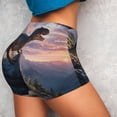 thumbnail image 4 of Balery Sunset Cliff Dinosaur Printed Workout Shorts for Women Seamless Scrunch Short Gym Yoga Running Sport Active Exercise Fitness Shorts-Small, 4 of 8