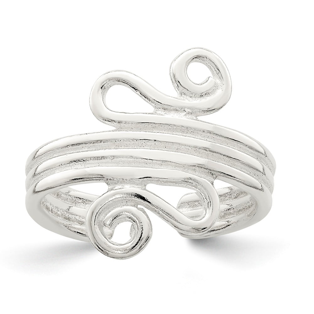 Size 5 Adjustable Sterling Silver Scroll Toe Midi Ring