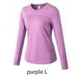 thumbnail image 4 of Jumpingount Señora Otoño Invierno ropa interior térmica capa base de manga larga elástico calentador Tops ropa Fitness correr Yoga entrenamiento Prendas para la parte del cuerpo Violeta L Jumpingount AP013660-03, 4 of 6