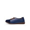 thumbnail image 3 of Women's Two-Tone Genuine Leather Casual Shoes - Comfortable Slip-On Flat Walking Shoes with Brown Laces, 3 of 4