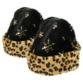 thumbnail image 5 of Gymnture 2PCS Sequin Christmas Santa Hat Leopard Print Trim Hat for Adults Sparkling Plush Xmas Hat for Festive Holiday Celebrations Black, 5 of 10