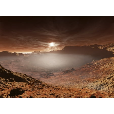 Poster Set Science Lab - The sun sets over the Eberswalde region of Mars This is one of the prospective landing sites for the Mars Science Laboratory rover Poster Print