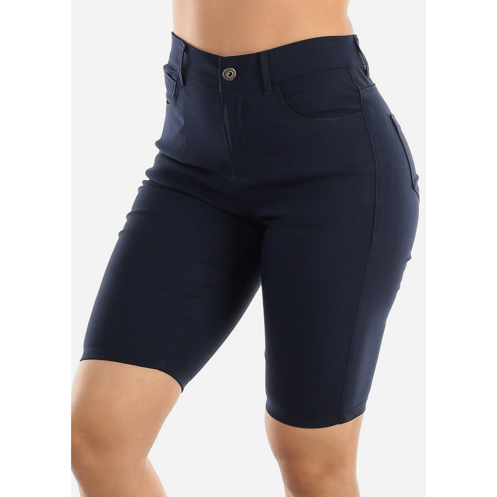 Womens High Waisted Jegging Shorts Navy Super