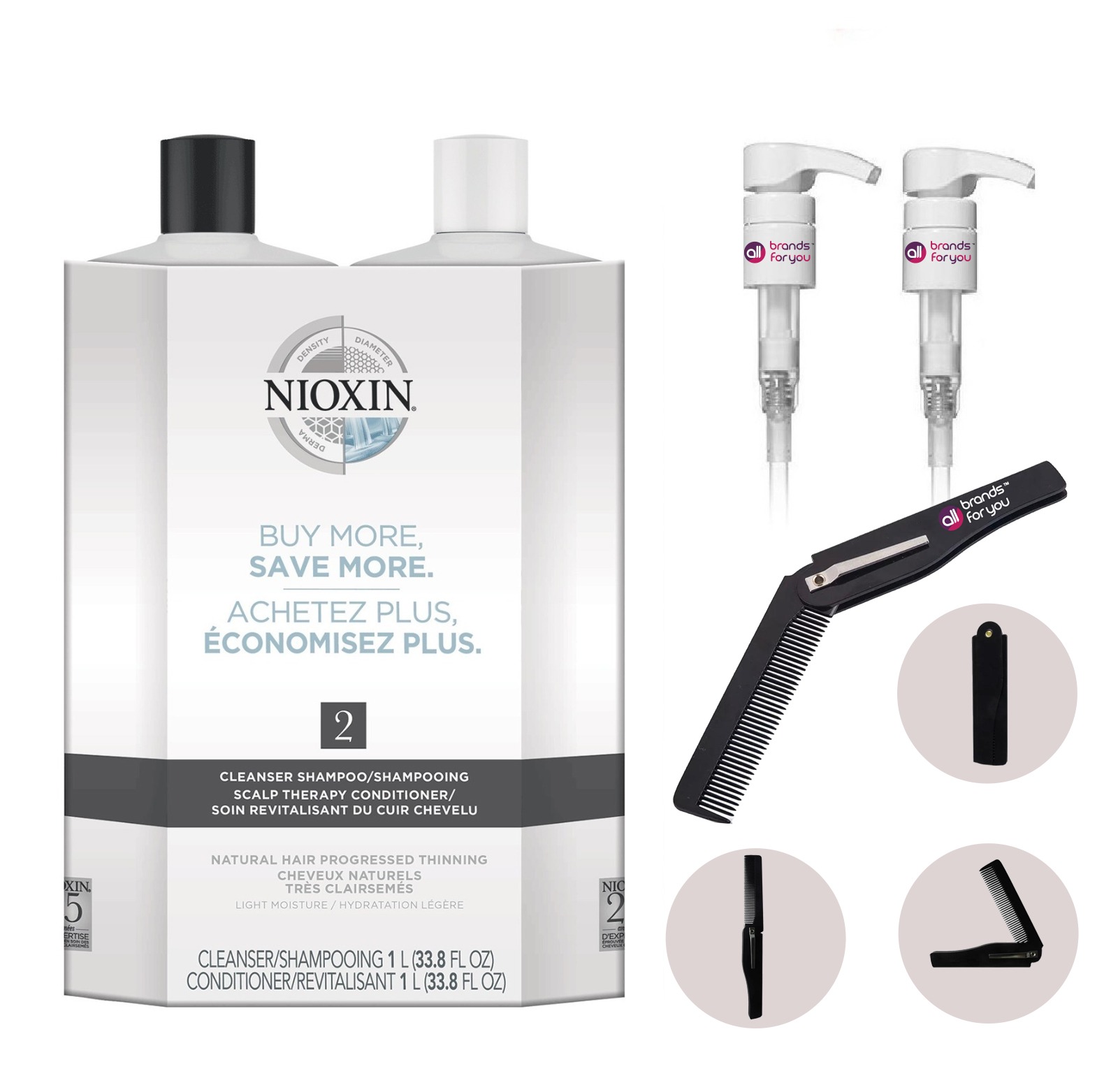 Nioxin System 2 shampoo & Conditioner Liter 33.8oz. Duo for Thinning