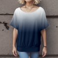 thumbnail image 4 of Womens Tops Oversized Shirt with Batwing Sleeves Short Sleeve Crew Neck Colorful Shirts for Women Navy XXL, 4 of 4