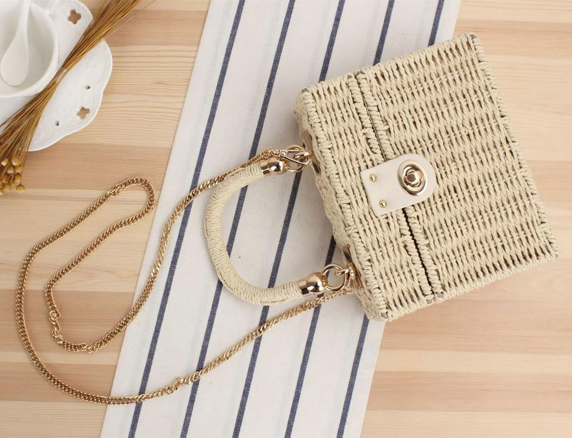 Straw Handbag for Women Crossbody Shoulder Bag Hand Woven Hobo Purse Casual Rattan Summer Beach Totes Clutch
