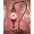 thumbnail image 4 of DEMMEX Authentic Turkish Mosaic Table Lamp, Handcrafted Bedside Accent Light, Antique Brass Metal Base, Vintage Moroccan Boho Decor Lamp, Pink, 4 of 8