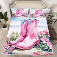 thumbnail image 2 of Homewish Pink Boots 4pcs Bed Sheets for Teens Adults Female,Chic Floral Flowers King Sheets,Western Cowgirl Super Cozy Sheet Set,Microfiber Bedroom Decor, 2 of 7