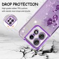 thumbnail image 2 of CCSmall for Motorola Edge 50 Pro Bling Case Crossbody Lanyard for Woman Girls, Glitter Diamond Flower Shoulder Strap Wristband Cute Sparkle Protective Case Cover for Moto Edge 50 Pro YSH Purple, 2 of 8