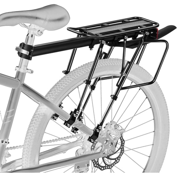 Rear Bike Rack,310 LB Capacity Solid Bearings Bike Cargo Rack w/Fender & Large Size Reflective,Quick Release Mountain Road Bicycle Rear Racks,Universal Bike Luggage Touring Carrier Rack
