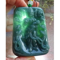 Certified Green Burma 100% Natural A Jade jadeite Pendant 1000 Hand Guanyin Kwan Yin Lotus Flower Necklace 649009 TN