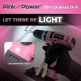 thumbnail image 5 of Ensemble de Perceuse Rose pour Femmes 20v Sans Fil, Kit d'Outils pour Perceuse Électrique Li-ion pour Femmes, Ensemble de Perceuse Électrique avec Sac à Outils, Chauve-Souris, 5 of 5