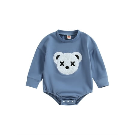 

Jkerther Baby Sweatshirt Romper Onesie Newborn Girl Boy Bubble Romper Infant Crewneck Oversized Sweater Bodysuit Clothes Outfits