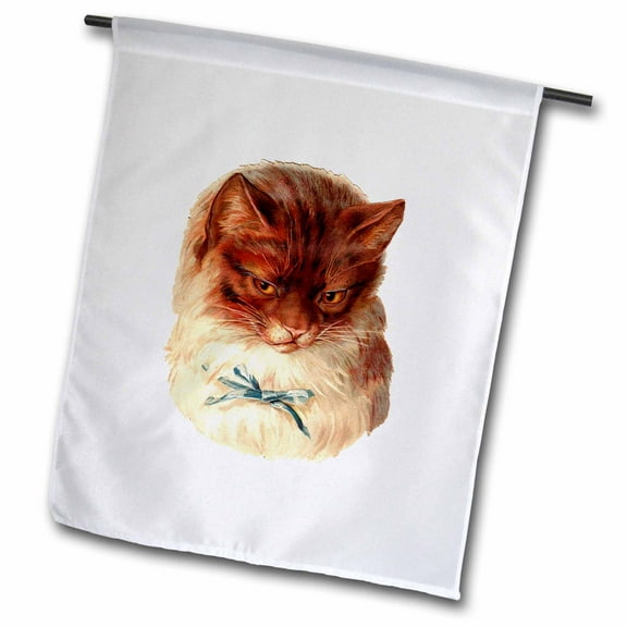 3dRose, Picture Of A Victorian Cat Portrait, 12 x 18 inch Garden Flag
