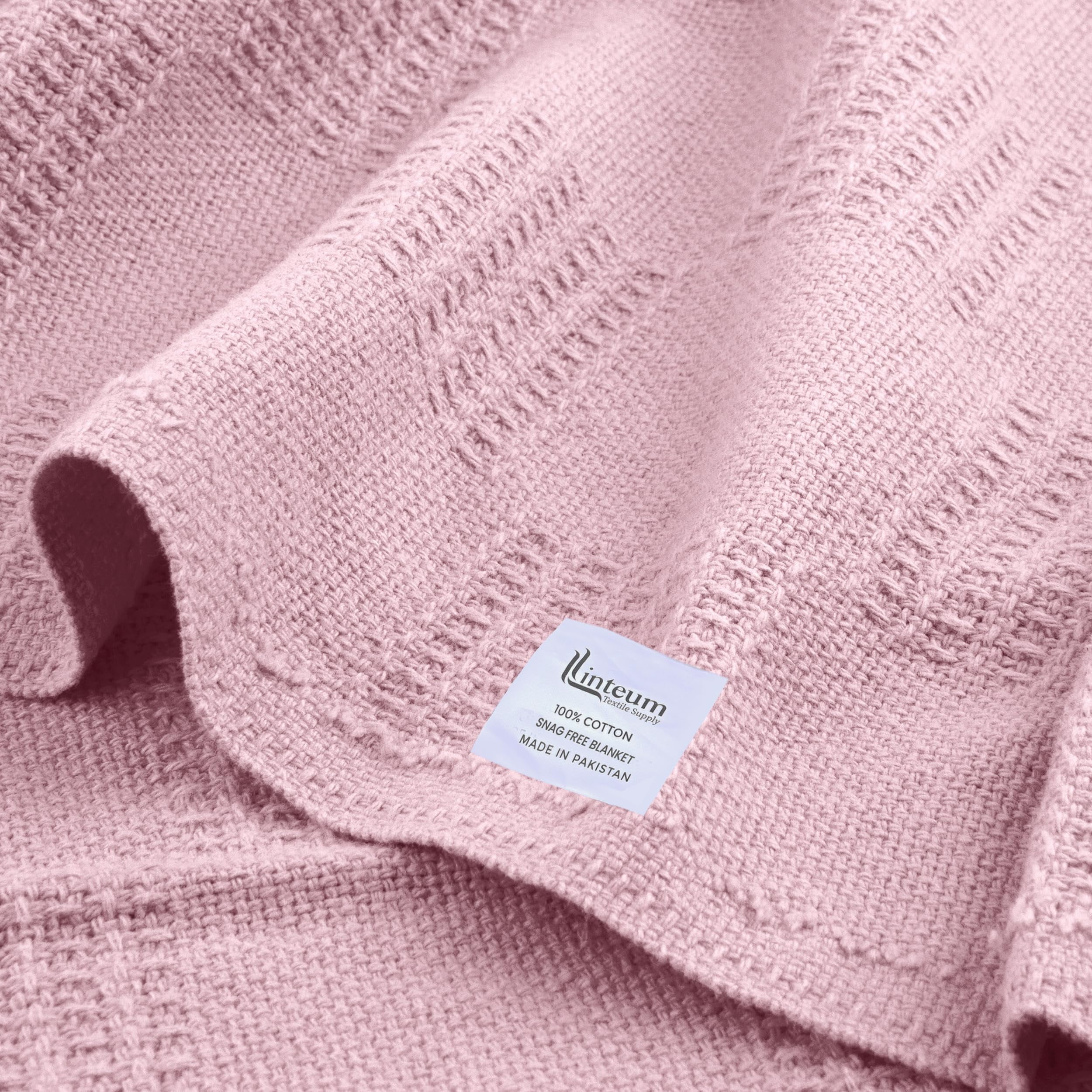 Linteum Textile Hospital Thermal SNAGLESS Spread Blanket, 100% Cotton (74x100 in, Mauve) 2 Pack