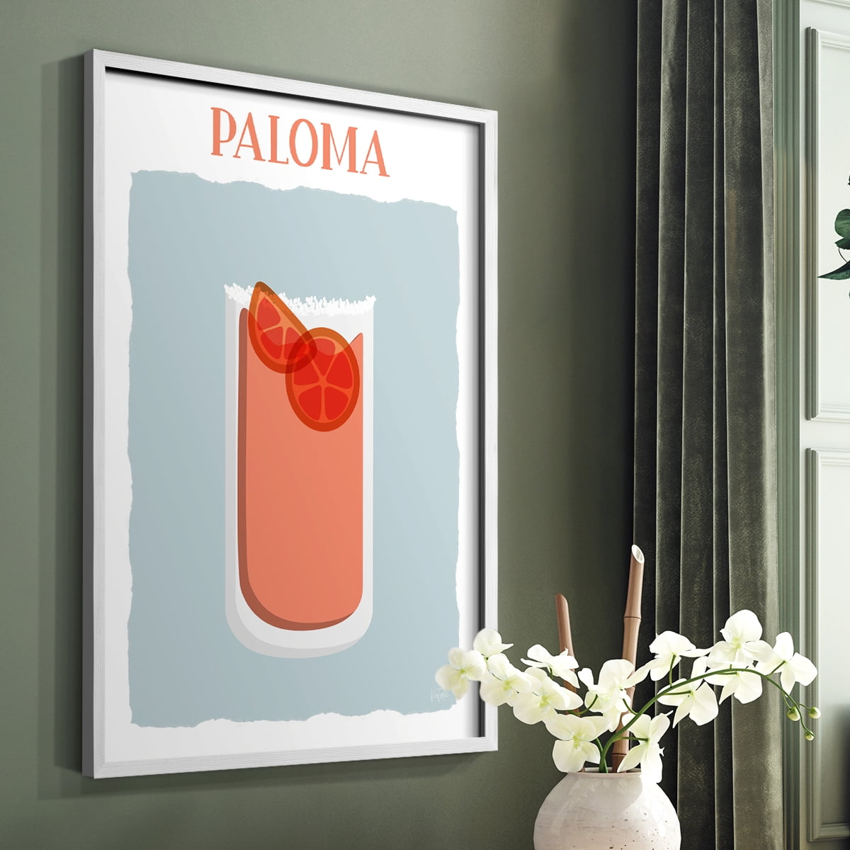 Paloma in White Solid Wood 8 x 10 Framed Print