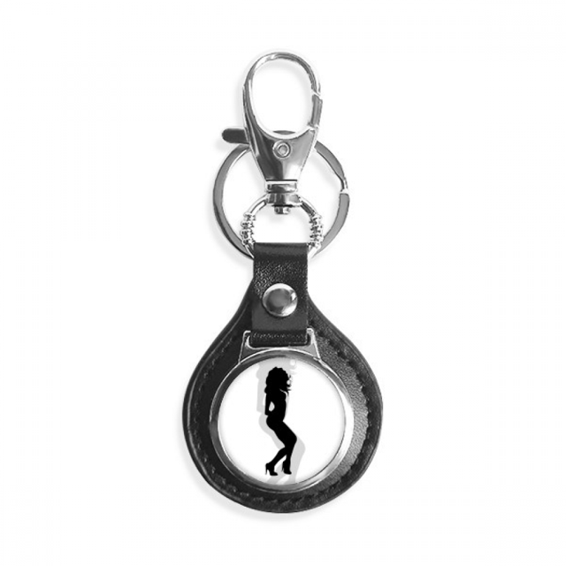 El pelo rizado Hot mujer hermosa Coche de metal llavero anillo de cuero llavero de regalo